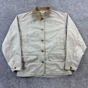 Vintage LL Bean Barn Jacket Women's Medium Beige Unlined Canvas Chore Field Coat